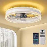 20" Ceiling Fan with Light 4000LM 50cm Remote & App Control Flush Mount 6 Speeds Dimmable Low Profile 3 Colours Reversible