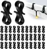 120 Pack Gutter Hooks for Outdoor Lights – Black Plastic S Hooks for Christmas Lights, Garden Decorations & Party Displays – Make Every Festive Light Feel Right at Home