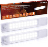 STAR-SPANGLED 8” Rechargeable LED Motion Sensor Lights 2 Pack – 160 Lumen Cordless Under Cabinet Lights for Kitchens, Bedrooms & Storage Spaces - Light Up Dark Corners Without Lifting a Finger