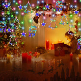 3.5M Colorful Christmas Window Curtain Lights – 130 LED Star & Ornament Fairy Lights