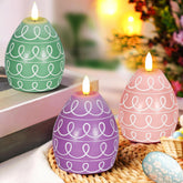 Easter Egg Flameless LED Candles Set of 3, Scented Real Wax Egg-Shaped Decorative Candles for Home Table Centerpiece