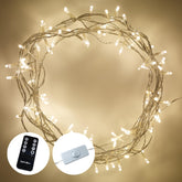 Lights4fun 8m String Lights 100 LED Warm White Fairy Lights with Clear Cable, Remote Control & Timer – Indoor Plug-In Lighting for Bedroom, Wedding, Party & Home Décor