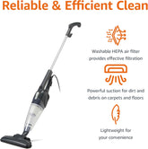 Amazon Basics 2-in-1 Corded Stick Vacuum Cleaner, Lightweight Upright with ECO Motor, HEPA Filter, 13kPa Suction, Black
