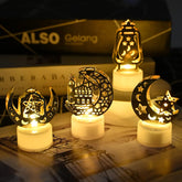Ramadan LED Candle Lights Set of 4 – Gold Castle, Moon & Pagoda Eid Table Decorations for Home & Party Decor