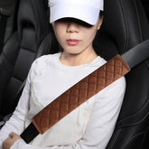 Extra Long Soft Seatbelt Covers 27cm Brown – 2pcs Set