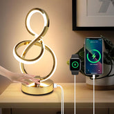 Modern LED Table Lamp with USB Ports, 3 Color Temperatures, Touch Control Stepless Dimmable Bedside Nightstand Lamp (Gold)
