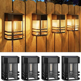 Retro Solar Fence Lights 4-Pack - IP65 Waterproof LED Garden Wall Lights with Vintage Style