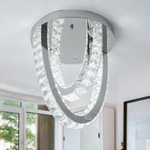 Modern LED Crystal Ceiling Light – Flush Mount Chandelier with 3 Color Modes (3000K/4500K/6000K), Elegant Pendant Fixture for Home