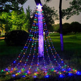 Christmas Tree Lights 350 LED Outdoor Waterfall Fairy Lights with Star Topper (Colourful)