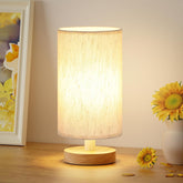 Aooshine Bedside Lamp – 3000K Warm White LED Table Lamp with Push Button, E27 Base & Fabric Shade for Bedroom, Living Room & Small Spaces