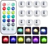10 Pack Mini Submersible LED Lights with Remote – Waterproof Battery Powered Colour Changing Underwater Lights for Vases, Ponds, Fountains & Events