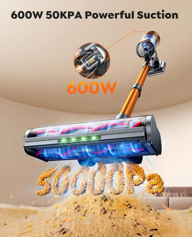 SMOTURE 600W Cordless Vacuum Cleaner, 50KPA Suction, 65Min Runtime, Touch Screen & Wall Mount, Anti-Tangle Design – VAC04 SMOTURE 600W Cordless Vacuum Cleaner, 50KPA Suction, 65Min Runtime, Touch Screen & Wall Mount, Anti-Tangle Design – VAC04