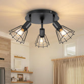 Black Industrial 3-Way Adjustable Spotlight Ceiling Light – UK