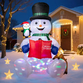 7 FT Large Inflatable Snowman with Rotating LED Lights – Outdoor Xmas Decoration