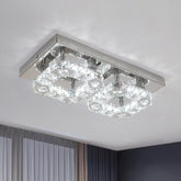 Modern ceiling light fixture with crystal-like design on a neutral background