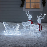 Christmas Reindeer & Sleigh Light Decoration with 240 White LEDs – Battery Operated