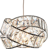 Modern Chrome Light Shade with Clear Acrylic Crystals 29cm - Contemporary Pendant Lampshade
