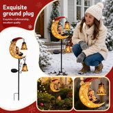 Solar Powered Christmas Moon Garden Stake Light, Metal Outdoor Decorative Pathway Lighting, Waterproof Holiday Landscape Lamp for Patio Lawn Yard Walkway Decoration,2PCS
