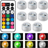 8 Pcs Submersible LED Lights with Remote – Waterproof RGB Underwater Lights with 12 Colours for Pools, Spas, Fountains, Ponds & Decorative Displays
