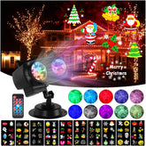 HAKUTA Halloween & Christmas Projector Lights – 2-in-1 RGBW LED Ocean Wave & HD Pattern Projector with 10 Slides, Remote Control, Timer & IP44 Outdoor Lighting