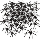 100 Pieces Halloween Spooky Black Plastic Spiders – Realistic Fake Spider Decorations for Halloween Parties, Pranks, Haunted Houses & Spooky Events