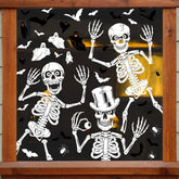 AMLOOPH Halloween Window Stickers – 104-Piece Reusable Skeleton & Ghost Window Clings with Bats and Spiders, Large Double-Sided Halloween Decorations for Windows, Glass, Mirrors & Parties