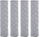 Lanjue 4PCS Grey Seat Belt Strap Covers – Soft Plush Shoulder Pads