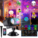 COOLWUFAN Halloween & Christmas Projector Lights Outdoor Indoor – 3D Ocean Wave LED Projector with Remote, 20 HD Effects, IP65 Waterproof, 5m Cable for Garden, Yard & Party Decor