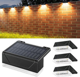 4 pack Dynamic RGB Solar Fence Lights - 8 Lighting Modes Waterproof LED Floodlights with 12+ Hour Runtime