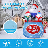 6FT Christmas Inflatable Polar Bear & Penguins Decoration with LED Lights