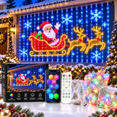 Christmas LED House Net 3x3m – 400 RGB Pixel Smart Outdoor Wall Curtain Lights with App Control, DIY Patterns, Music Sync & IP65 Protection - Turn a Blank Wall Into a Christmas Showpiece
