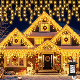 20M 480LED Warm White Icicle Christmas Lights – Outdoor Mains Powered with Timer, Memory & 8 Modes - Turn Your Roofline Into a Winter Glow