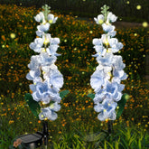 Solar Lights Outdoor, 2 Pack Upgraded Delphinium Solar Garden Lights,Waterproof Outdoor Light Solar Powered,Flower Garden Ornaments for Yard Lawn Patio Porch Pathway Cemetery Decorations (Blue)