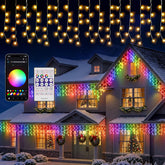Quntis Smart Christmas Icicle Lights 5m – App & Remote Controlled Multicolour LED Outdoor Fairy Lights with Music Sync, 60+ Modes & IP44 Waterproof Design - Turn Your Home Into a Festive Light Show
