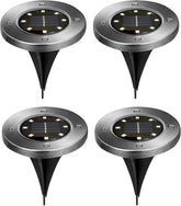ARTECH AT-7708 Solar Ground Lights - 4 Led Solar Garden Lights Outdoor,Disk Lights Waterproof In-Ground Outdoor Landscape Lighting for Lawn Patio Pathway Yard Deck Walkway Flood Light Warm White