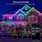 Ollny Smart RGB Icicle Christmas Lights 10m, 286 LED App & Music Sync Outdoor Fairy Lights with Remote, Plug & IP44 Waterproof Design - Turn Your Roofline Into a Colourful Christmas Display