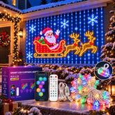 Christmas LED House Net & Smart Outdoor Wall Curtain Light – RGB Christmas Net Lights with App & Remote Control, Timer, IP65 Weatherproof Design for Windows, Walls, Fences & House Facades - Turn Your Home Into a Christmas Light Show
