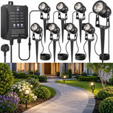 Garden Spotlights Mains Powered with Transformer, 8 Pack Outdoor LED Spike Lights 2700K Warm White, IP65 Waterproof Low Voltage Garden Lights Pathway Lighting for Lawn, Yard, Patio