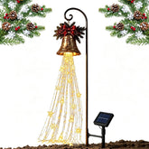 Solar Christmas Bell Cascade Lights Vintage Bell Metal Stake Outdoor Decor