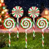 Christmas Lollipop Pathway Lights-5 Pack Solar Powered Outdoor Garden Path Lights Xmas Candy Cane Landscape Lighting Solar Waterproof Decorative Lights Decorations Outside Yard