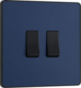 Double 2 Way Screwless Wall Light Switch Matt Blue