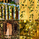 Artificial Ivy Vine Fairy Lights with Remote, 100 LED Warm White Battery and USB Powered Garland for Indoor and Outdoor Wall Décor
