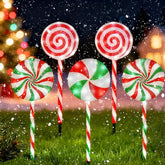Christmas Lollipop Pathway Lights-Solar Powered 5 Pack Outdoor Garden Colorful Landscape Lighting Solar Path Lights Xmas Candy Cane Waterproof Decorative Lights Decorations Outside Yard