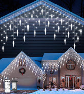 10M/33FT LED Icicle Christmas Lights – 270 Cool White LEDs, 45 Drops, 8 Modes, Remote & Timer for Outdoor Eaves & Roof Decorations - Turn Your Home Into a Winter Glow