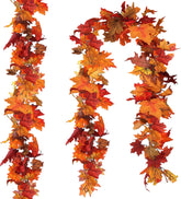2 Pack Artificial Autumn Fall Maple Leaf Garland, 5.9Ft/Piece Fall Leaves Hanging Vine Artificial Autumn Foliage Garland Thanksgiving Decor for Home Wedding Fireplace Party Christmas