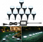 10 Pack Cool White LED In-Ground Lights Low Voltage Outdoor Landscape Lighting for Garden, Pathway, Yard