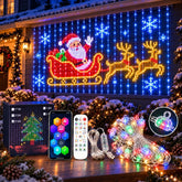 Laspi Smart LED Curtain Lights Christmas 1.6 x 1.6m with 256 RGB LEDs, Bluetooth App & Remote Control - Turn Any Wall Into a Glow-Up Worth Staying In
