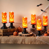 Halloween Ghost Pumpkin Led Candle Light, Halloween LED Candle Decoration 6Pack Battery Powered Halloween Table Decoration Indoor,LED Pumpkin for Window ,Flameless Pumpkin Candles for Halloween Party