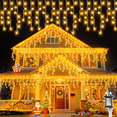 20M 480 LED Outdoor Icicle Christmas Lights – Warm White Waterproof Fairy Lights with Timer & 8 Modes for Roofs, Gutters, Windows & Walls - Turn Your Home Into a Christmas Glow