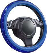 Bling Diamond Leather Steering Wheel Cover Blue